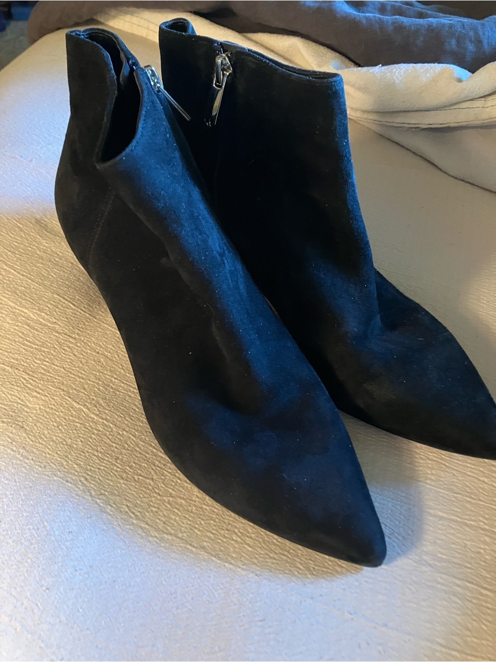 Sam Edelman Black Suede Pointed Ankle Boots